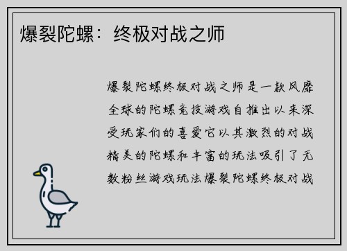 爆裂陀螺：终极对战之师
